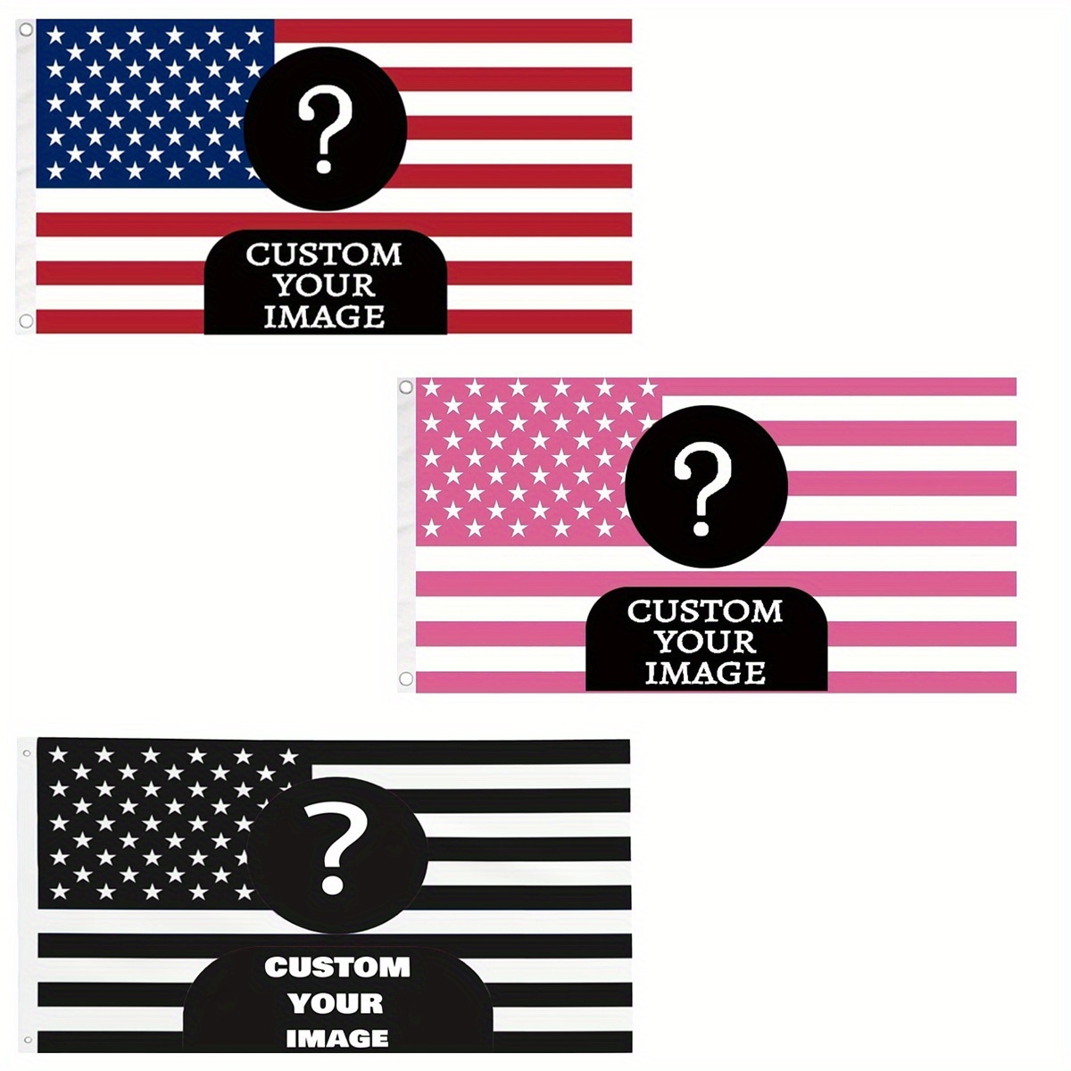 Sewing Custom - Bandera americana clásica rosa/negra personalizada, 90x150cm,