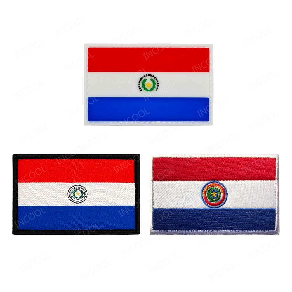 Velcro Sew On - Parche bordado con bandera de Paraguay,